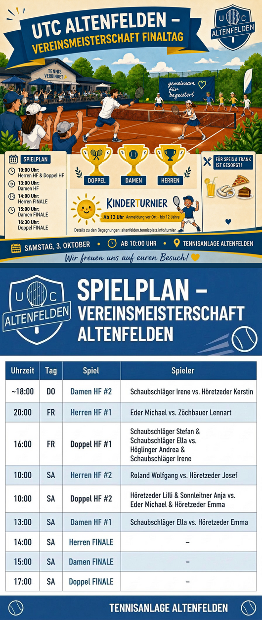 Finaltag Vereinsmeisterschaft Samstag 3.10.2026 - UPDATE ⚠️